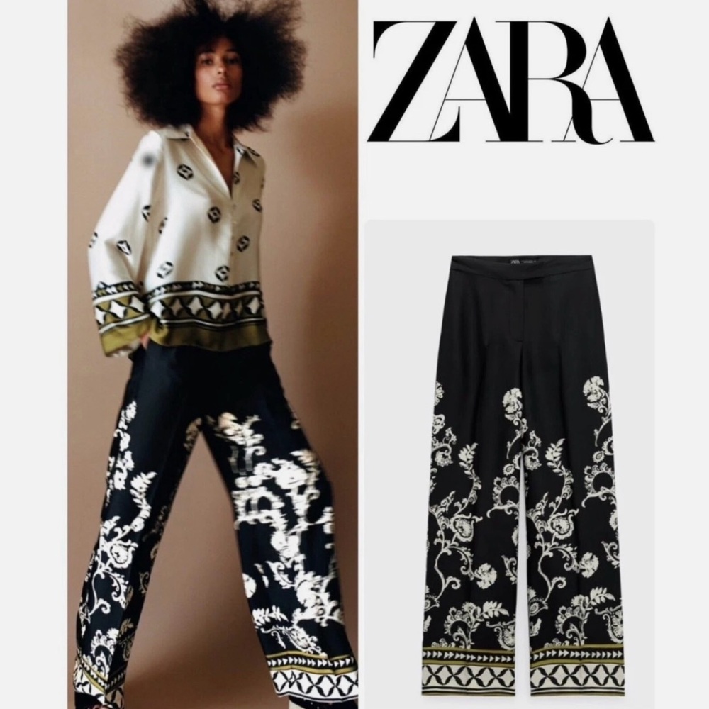 Zara satin Effect Printed pants